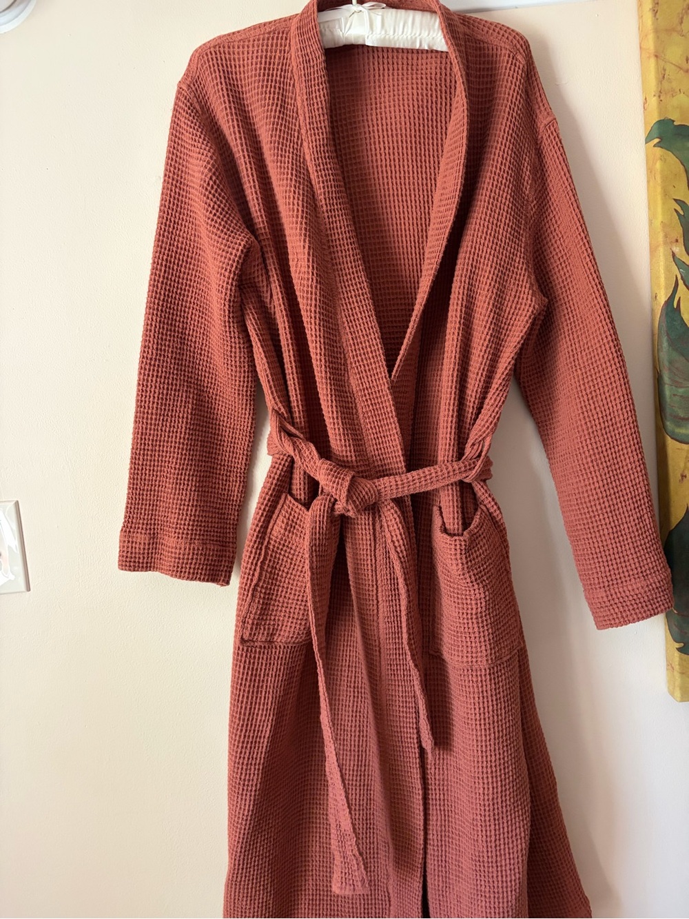 Coyuchi Waffle Robe in Terracotta, Organic Cotton